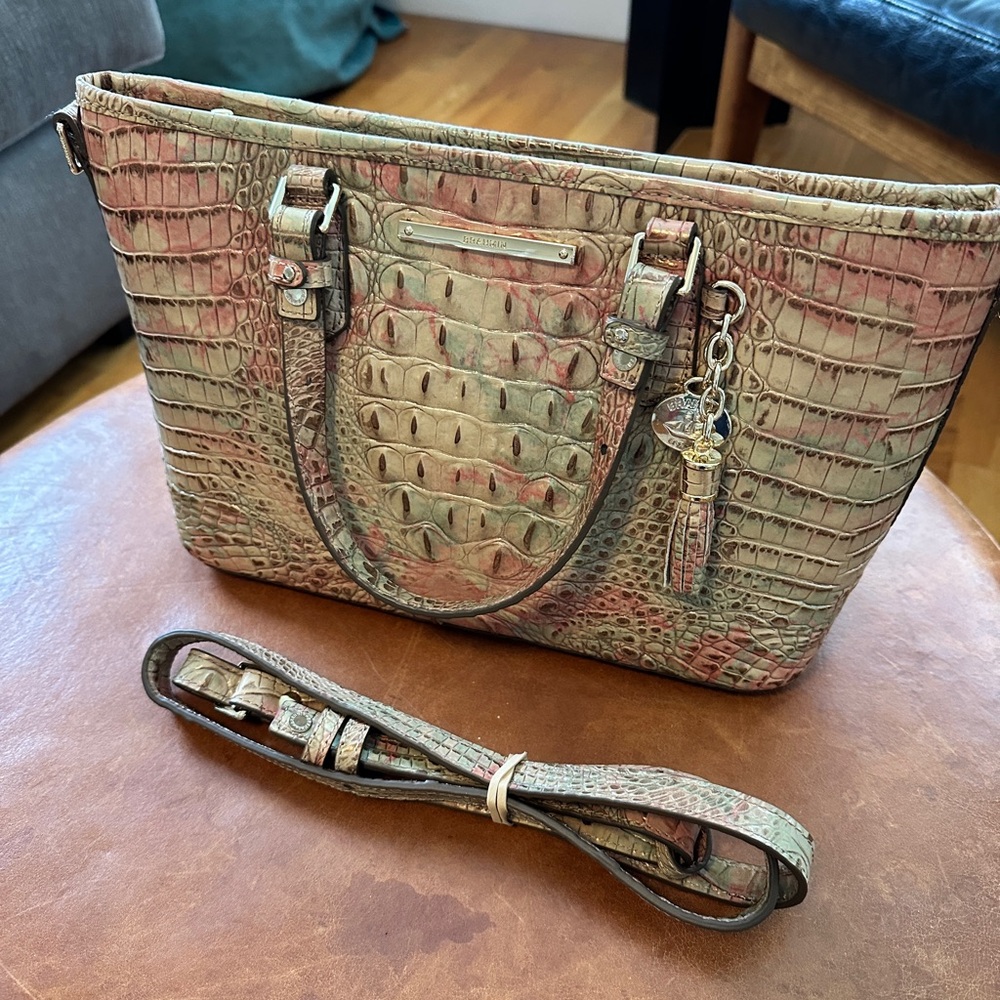 Brahmin Croc Handbag pink and tan